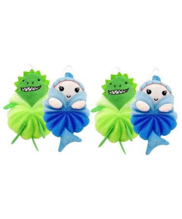 Housoutil 4 Pcs Children's Bath Ball Child Shower Puff Bath Supplies Animal Mesh Sponge Animal Bath Bath Mesh Pouf Portable Bath Ball Body Loofah Soft Polyethylene Newborn