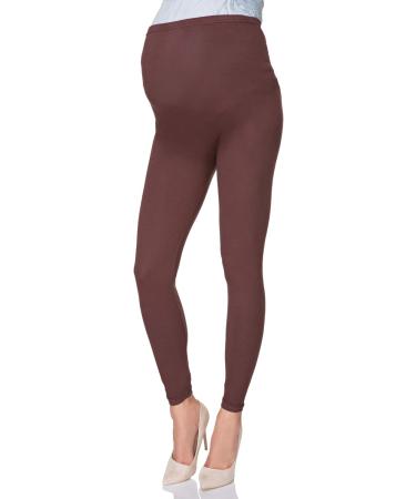 SOFTSAIL Maternity Leggings with Belly Support | High Waisted Cotton Trousers for Pregnancy | Stretchy Brown Maternity Pants - Buy Online on GoSupps.com