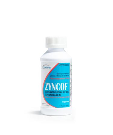 Zyncof Cough & Cold Cough suppressant and Expectorant Decongestant-Free HBP-Safe Grape-Flavored Sugar and Alcohol Free Used by Hospitals and Healthcare Systems 4 fl oz. Clear