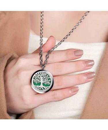 Aromatherapy Essential Oil Diffuser Necklace - Tree of Life Stainless Steel Locket Pendant - Buy Online on GoSupps.com