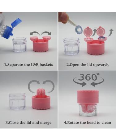 Contact Lens Case with Cleaner Washer - Cute Travel Size Applicator Kit Mirror & Solution Bottle - Pink Sugar Pink - Perfect for Daily Use & Outdoor Trips - Buy Online on GoSupps.com
