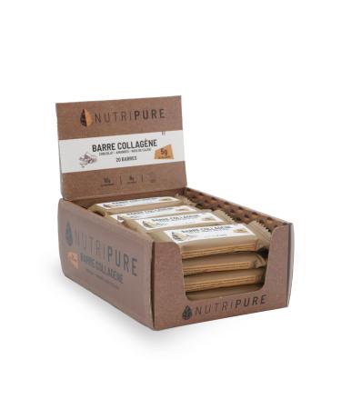 Nutripure Barre Collag ne Peptan - Snack Sain et Gourmand avec Amandes Noix de Cajou et P pites de Chocolat- 5g de Collag ne 170 kcal - Pour les sportifs et Personnes S dentaires (20 barres) 5g 1 tui (20 barres)
