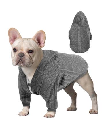 Meioro sweater for dog hoodies for pet warm dog clothing in single -colored dog sweater winter warm Puppy French bulldog pug 5xl gray