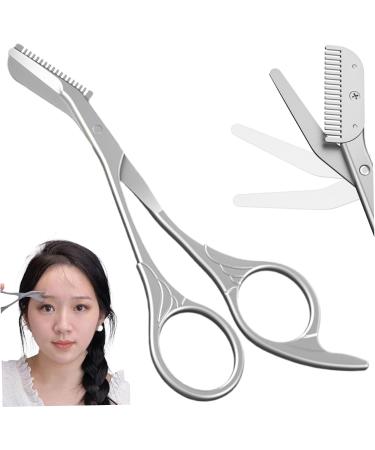 Eyebrow Scissors with Comb 5.63" Stainless steel Brow Scissors Rustproof Eye Brow Trimmer for Ladies Trimming Scissors with Non slip Handle for Home Travel - Buy Online on GoSupps.com