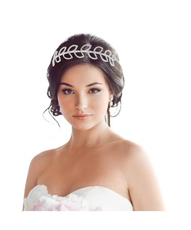 Rhinestone Wedding Headband Set - Bridal Floral Crown with Pearls, Crystal Goddess Leaf Tiara - 8 Pcs Hair Accessories for Bride, Bridesmaids, Wedding Party - Buy Online on GoSupps.com