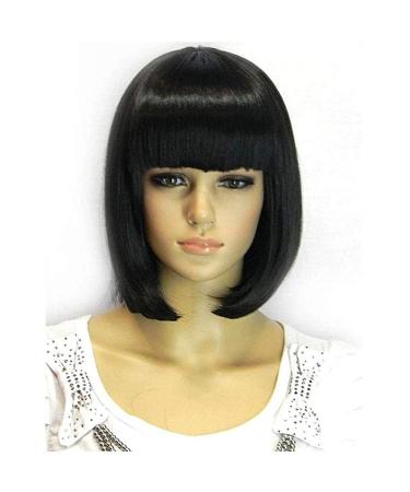 wig Women Short Straight Hair Wig Black Heat Resistant Cospaly Party Black