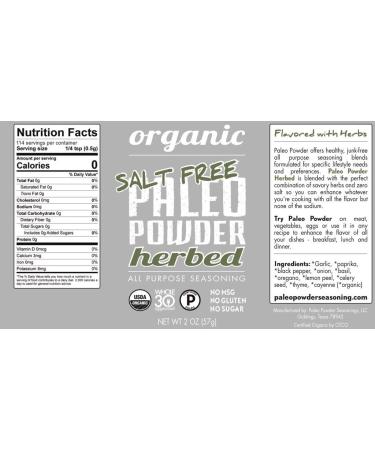 Organic Paleo Powder All Purpose Seasoning - Salt Free, Herb Blend, Keto & Whole30 Approved - 2oz - Buy Online on GoSupps.com