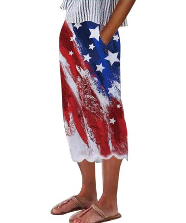 Cotton Linen Cropped Capris Pants for Women | Summer Loose Fit Trousers | Floral Beach Pants with Pockets - Red-04 XXL - Buy Online on GoSupps.com