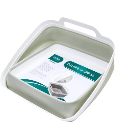FOSJGO Dish Basin Collapsible with Drain Plug Carry Handles for 9 L Capacity Collapsible Sink Tub Dish Wash Basin Portable Dish Tub Foldable Dishpan for Camping Dish Washing Tub and RV Sink Light Green - Buy Online on GoSupps.com