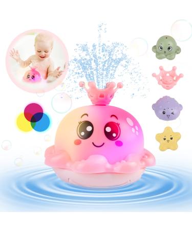 Baby Bath Toys Octopus Light Up Bath Toys for children older then 3 Years Old Girls Boys Automatic Induction Spray Water Toy Bathly Toys with Four Water Spray Patterns Baby Kids Bathtime Gift pink