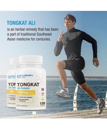 Puregen Labs Tongkat Ali Extract 200 to 1 for Men 1020mg per Serving High Potency Total 240 Capsules - Men's Health Support with 20mg Tribulus Terrestris | Non-GMO Gluten Free Made in USA - Buy Online on GoSupps.com