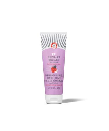 First Aid Beauty - KP Bump Eraser Body Scrub with 10% AHA Keratosis Pilaris Exfoliating Skin Cleanser with 10% Lactic Acids Glycolic Pumice & Bisabolol Reduces Bumps Strawberry Scent 8 oz