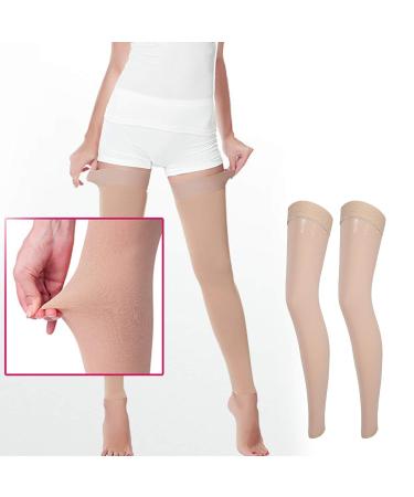 Thigh Support Stockings for Men & Women - Breathable Long Compression Socks for Varicose Veins & Swelling - Open Toe Elastic Design - Buy Online on GoSupps.com
