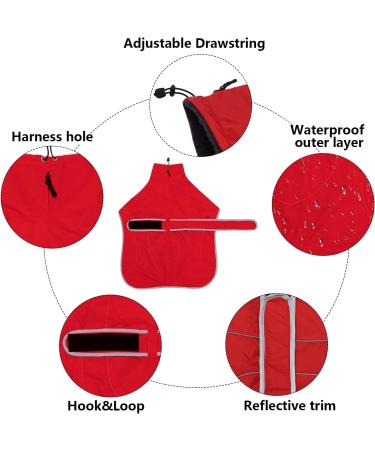 Red Greyhound Winter Coat with Padded Fleece Lining | Water Resistant Dog Jacket - Medium (56-58CM) - Buy Online on GoSupps.com