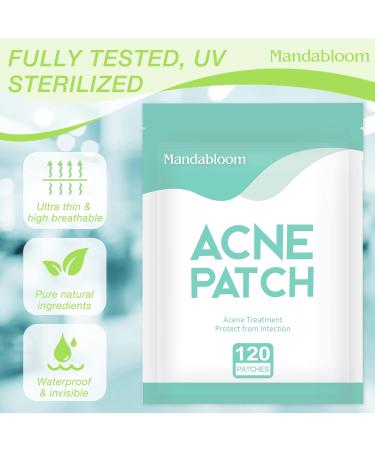 120 Pack Mandabloom Acne Pimple Patches with Tea Tree Oil & Salicylic Acid - Hydrocolloid Acne Dots for Face Zits & Breakouts - Buy Online on GoSupps.com