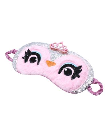 Cute Owl Sleep Masks Fluffy Soft Plush Eye Mask Soft Blackout Eye Cover Sliky Back for Kids Women Teens Girls Travel Nap Owl-pink