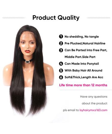 Alimice 22 Inch Straight Human Hair Lace Front Wig - 180% Density 9A Virgin Hair, HD Transparent Lace, Pre-Plucked Natural Hairline - 13x4 Lace Frontal Wig with Baby Hair - Buy Online on GoSupps.com