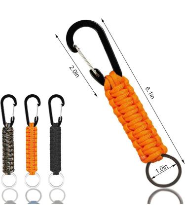 Viviihoo Paracord Keychain Set - 3 pcs Black Orange Camouflage | Carabiner Hooks & Braided Lanyard for Camping Hiking & Survival - 15.6cm - Buy Online on GoSupps.com