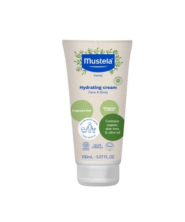 Mustela Certified Organic Hydrating Cream - Natural Body Lotion w/ Olive Oil Aloe Vera & Sunflower Oil - For Baby Kid & Adult - Fragrance Free EWG Verified & Vegan - 5.07 oz. - Packaging may vary