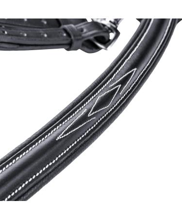SUNRIDE Windsor Genuine Leather Breastplate with Martingale for Horses - Adjustable Elastic Full Size - Black - Buy Online on GoSupps.com