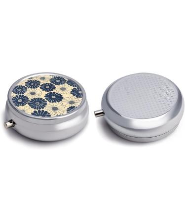 Portable 3 Compartment Pill Box for Travel - White Floral Round Pill Organizer for Purse & Pocket - Buy Online on GoSupps.com