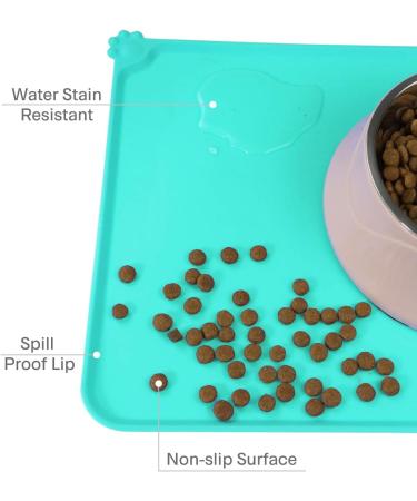 Buy Taglory Waterproof Non-Slip Silicone Pet Feeding Mat - 47x30cm Turquoise for Dogs & Cats - Buy Online on GoSupps.com