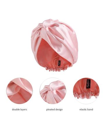 RunSure Silk Bonnet - 22 Momme Silk Sleep Cap for Women, Pink - Elastic Band for Straight, Curly, Frizzy Hair - Buy Online on GoSupps.com