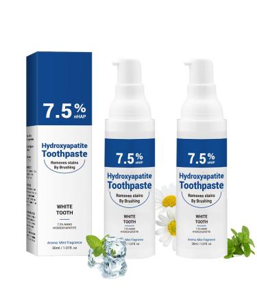 Hydroxyapatite Toothpastes for Enamel Protection and Tooth Strengthening 2 PCS Fluoride-Free Hydroxyapatite Toothpaste Sensitivity Relief Gentle Mint Fresh Breath Daily Use 2.02 Fl.OZ