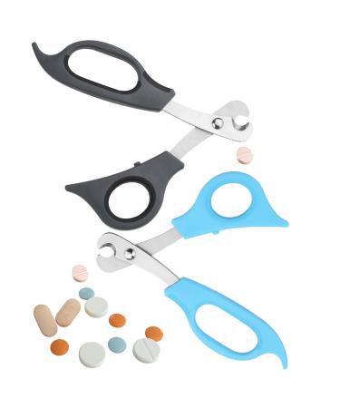2 Pieces Small Pill Splitter Scissors Scissors-Shaped Pill Cutter with Stainless Steel Blade and Ergonomic Handle Sharp Blade Pill Splitter for Accurate Dosage of Small Large Pills Tablets Vitamins