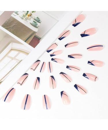 Brishow Coffin Artificial Nails - Long Geometric Press-On Ballerina Acrylic Nails | 24-Piece Set for Women & Girls - Buy Online on GoSupps.com