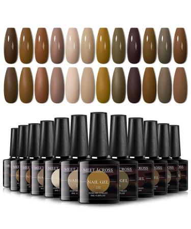 Nude Brown Fall Winter Gel Nail Polish Set - 12 Colors | Soak Off UV/LED Gel Kit for Salon-Quality Manicures | Perfect Gifts for Women - 8ml-0.28FL.OZ - Buy Online on GoSupps.com