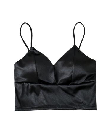 Bra Big breasts -women's underwear sexy satin eight -consolate button wrapped chest small vest tube top -light beautiful back loop women yoga set black unit size