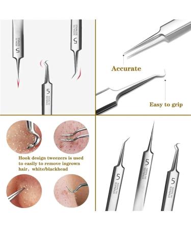 Usiveinborn Blackhead Remover Usiveinborn Tweezers Professional Stainless Steel Facial Blackhead Remover Tweezers Precision Pimple Popper Tool (A) - Buy Online on GoSupps.com