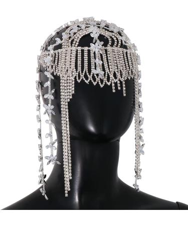 STONEFANS 1920s Rhinestone Headpiece Cap | Bridal Flapper Headband for Women - Silver - Buy Online on GoSupps.com