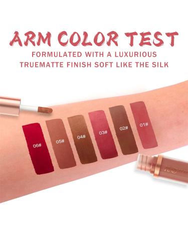 6Pcs Matte Liquid Lipstick Set - Brown Nude Pink Mauve Red Maroon - Long Lasting & Waterproof Lip Gloss Gift for Women - Matte Makeup Beauty Cosmetics - Buy Online on GoSupps.com