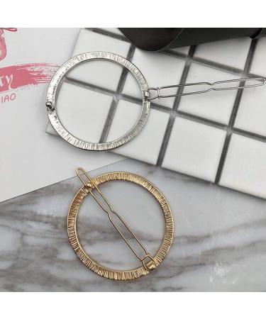 Stylish 2pcs Women's Hollow Round Geometric Metal Hair Clips - Gold & Silver - Buy Online on GoSupps.com