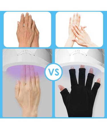 Buy Tiesome UV Protective Gloves for Gel Nail Lamps - UPF50+ Fingerless Gloves for Manicure UV Protection | Black - Buy Online on GoSupps.com