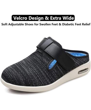 Women's Diabetic Slippers - Wide Width Walking Shoes 9 X-Wide Gray - Adjustable Closures for Edema, Plantar Fasciitis, Bunions, Arthritis, Swollen Feet - Buy Online on GoSupps.com