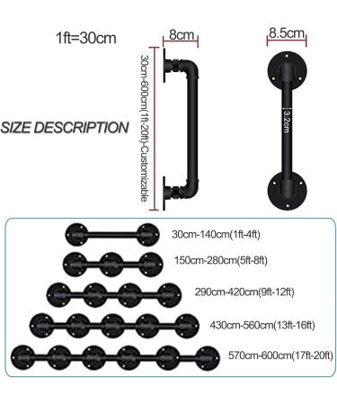 Handrail 1ft -20ft Banister Stairs Indoor Outdoor Steps Railing Staircases Railings Handrails for Disabled Elderly Kids Black Metal Wrought Iron Safety Support Rod (Size : 13ft/39 - Buy Online on GoSupps.com