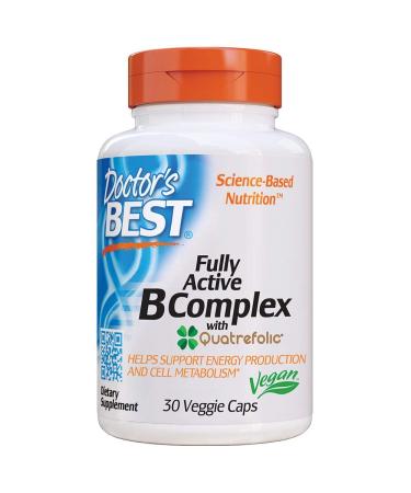 Doctor's Best Fully Active B Complex with Quatrefolic 30 Veggie Caps