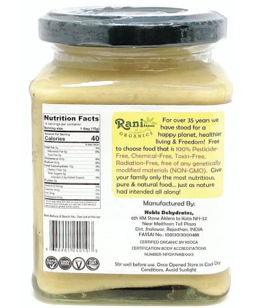 Rani Organic Ginger Cooking Paste 8.80oz (250g) - Vegan, Gluten Free, NON-GMO | USDA Certified Organic Ginger from India | Glass Jar, No Colors | 8.80 Ounce (Pack of 1) - Buy Online on GoSupps.com