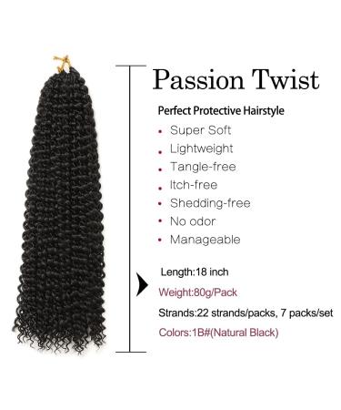 Buy 7 Packs of 18-Inch Passion Twist Crochet Hair - Water Wave Hair Extensions for Long Bohemian Styles (1B#) - International Shipping Available - Buy Online on GoSupps.com