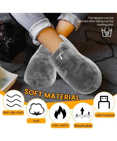 Buy KLOP256 USB Electric Foot Warmer | Heated Slippers with Overheat Protection & Non-Slip Design - Fits Up to Size 43 (Gray) - Buy Online on GoSupps.com