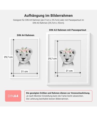 Meinbaby123 Letter Poster A4 for Kids | Baby Room Decor | Unique Gift Ideas for Birth | Initial L (Sweet Lion) - Buy Online on GoSupps.com