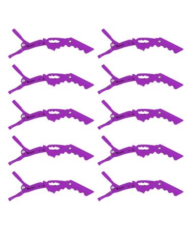 ZEVONDA 10Pcs Crocodile Clips Hair Barrettes - Professional Women Girl Crocodile Hair Sectioning Clips Styling Hair Clips Clamp with Nonslip Grip and Wide Teeth Purple Purple(10PCS)