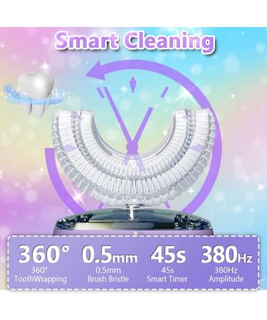 Kids Toothbrush Electric  U Shaped Ultrasonic Automatic Toothbrush with 2 Brush Heads  Six Cleaning Modes  Cartoon Modeling Design for Kids  Special for Birthday Gift (Purple) 1-purple - Buy Online on GoSupps.com