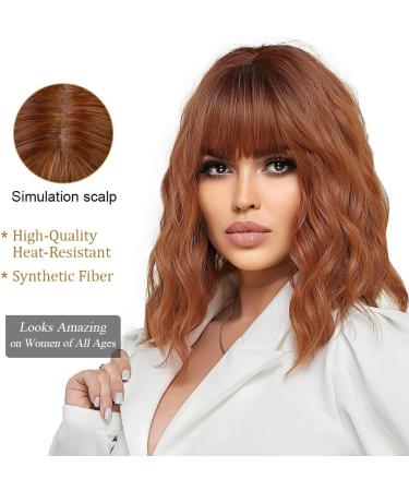 OUFEI Short Wave Auburn Bob Wig with Bangs - 14 Inches - Buy Online on GoSupps.com