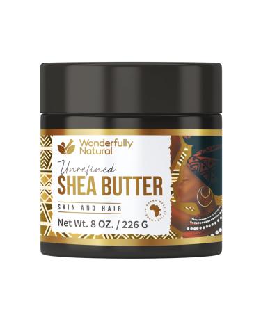 Unrefined Shea Butter - African Organic Ivory & Raw  Use Alone or In DIY Cream, Soap & More! - Vitamins Rich, Natural Healing for Eczema, Stretch Marks, Moisturizing Dry Skin & Hair Care 8 OZ