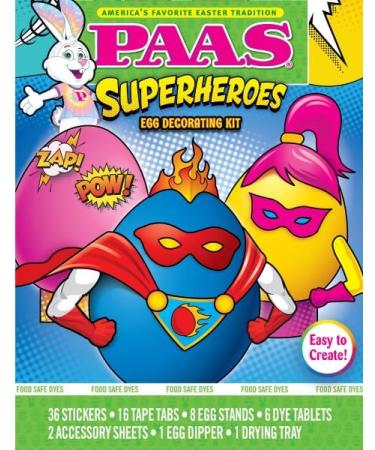 PAAS Easter Egg Decorating Coloring Kits and Cups Bundle - 4 Total - Color Whip Deluxe Superheroes and Coloring Cups - Buy Online on GoSupps.com