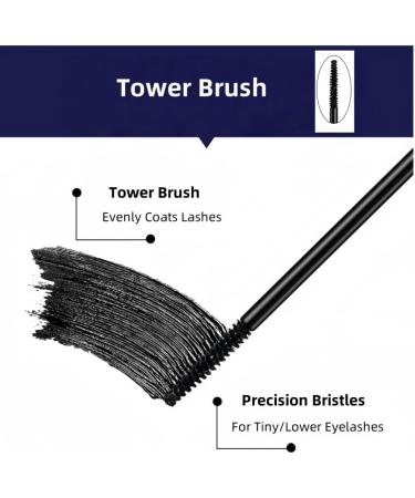 Waterproof mascara with tower brush black mascara for small and lower lashes smudgeproof long lasting voluminous clumpfree - Buy Online on GoSupps.com